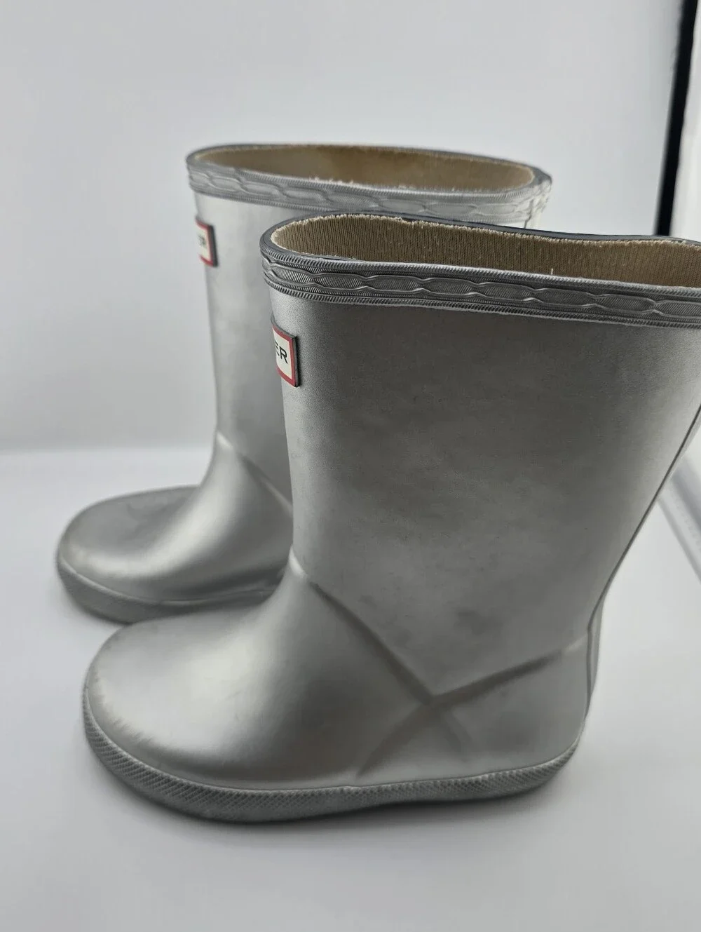 Hunter Metallic Silver Mid-Calf Rain Boots
